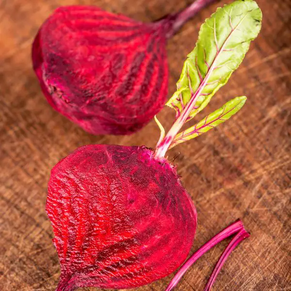 companion plants for bok Choy,red beets on the wooden board