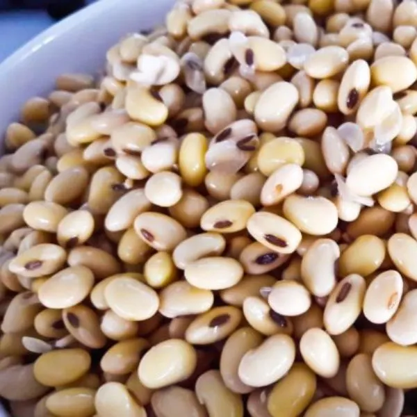 Heap of soybeans in a bowl 