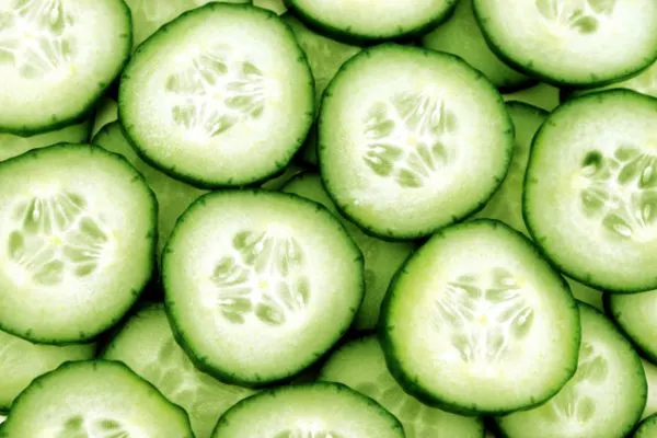 Fresh slices of cucumber.