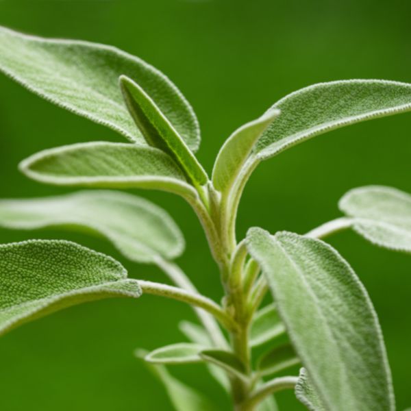 Top of of a sage plant with a high detail of the texture on the leaves