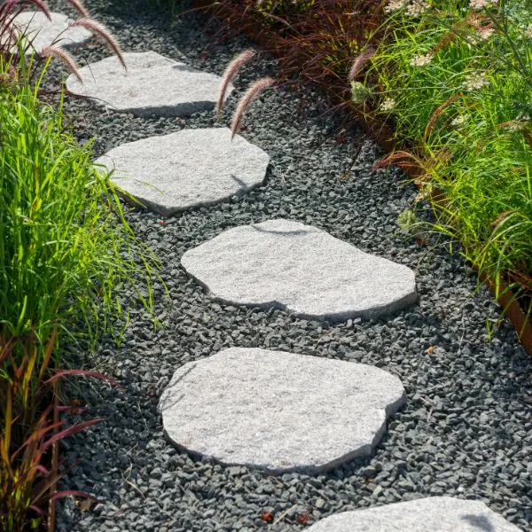 Small garden path with paves and stones
